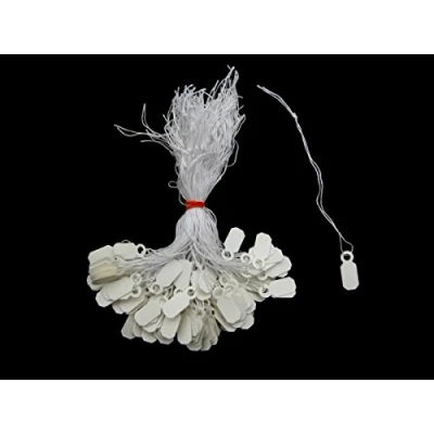 Image of Ivy White Strung Tags 19mm x 8mm Jewellery Price Tie On Labels (500 Pack)