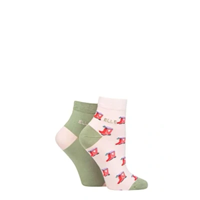 Image of Elle Ladies Bamboo Anklet Socks Pack of 2 Meadow 4 8