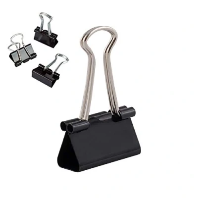 Image of D.RECT Pack of 12 Document Clips 25mm Box Multi Function Paper Binder Metal Drawing Clip for Notes Writing Office Supplies Black Purple 360054