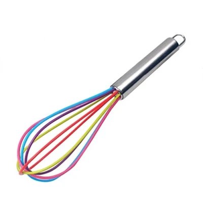 Image of Bluelans® Colorful Rainbow Silicon Whisk 26cm, Stainless Steel Handle