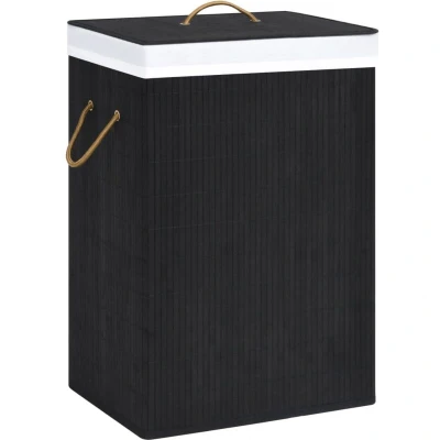 Image of vidaXL Bamboo Laundry Basket Black 72 L