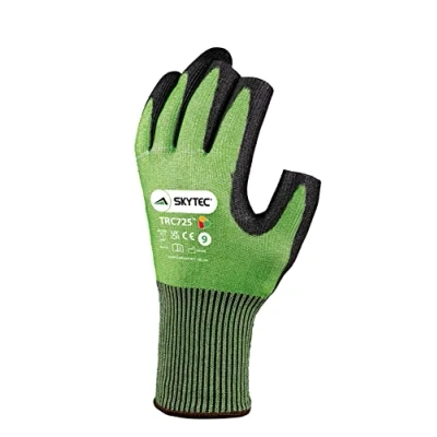 Image of Skytec TRC725 1 Pair Green Open Digits Nylon Safety Work Gloves with Polyurethane (PU) Coating that Provide Cut Resistance XL