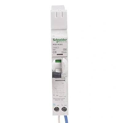 Image of Schneider Electric, SEE106C03, iKQE RCBO, Earth Leakage Circuit Breaker, 1P + N, 6A , 30mA, 10000 A