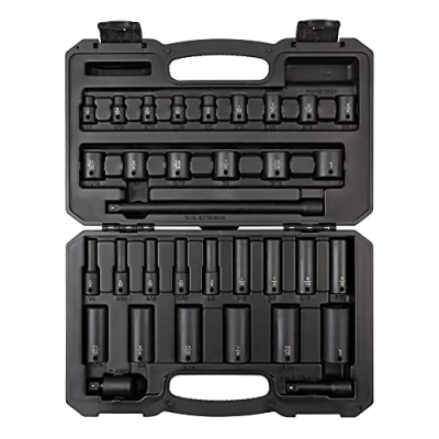 Image of TEKTON 3/8 Inch Drive 6 Point Impact Socket Set, 33 Piece (1/4 1 in.) SID91400