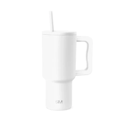 Image of Simple Modern 30 oz Trek Tumbler with Handle and Straw Insulated Stainless Steel Water Bottle Iced Coffee Cup Travel Mug Gifts for Women Collection 890ml Almond Birch