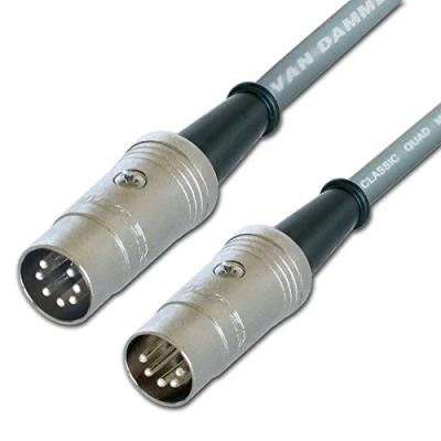 Image of Van Damme Midi Lead. 5 Pin Din PHANTOM POWER Synth, Interface, Foot Switch Cable (25m, Grey)