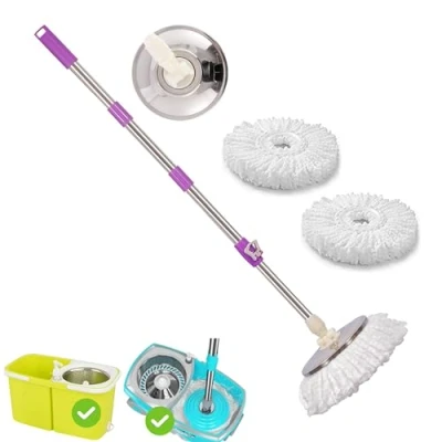 Image of ARSUK Mop Handle Set Home Cleaner Super Absorbent Microfibre Heads Stainless Steel Adjustable Height (Purple)