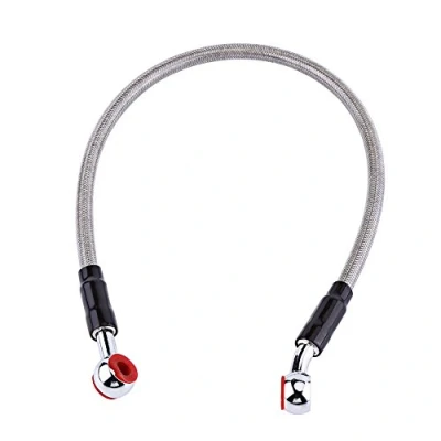 Image of brake Oil Hose line 45/90 cm Keenso M10 Universal motorcycle Fuel Tube Fitting Stainless Steel Braided (45 Grey) 400mm