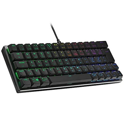 Image of Cooler Master SK620 Wired Gaming Keyboard Compact 60% Layout, Flat Mechanical Switches, RGB Lighting Per Button, On the Fly Control, MacOS/Windows Compatible QWERTY, IT