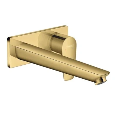 Image of hansgrohe Talis E Flush Mounted Tap Fitting with Spout Length 225 mm for Wall Mounting Polished Gold Look