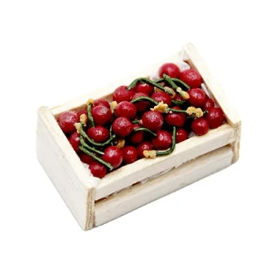 Image of Dolls House Box Crate of Cherries Market Stall Greengrocers Store Shop Accessory