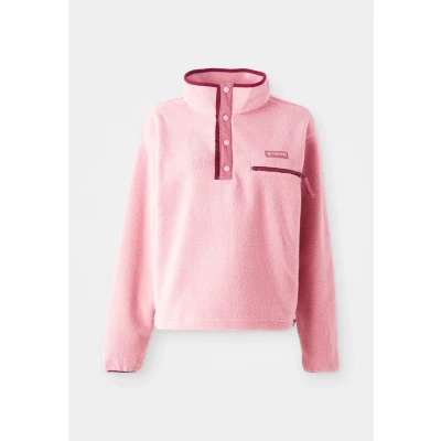 Image of Columbia HELVETIA Cropped HALF SNAP Fleece jumper, Women&#039;s, Size: Small, Eraser pink/fig/rich wine