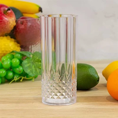 Image of Carousel Home Embossed Plastic Tumbler Glass Cut Crystal Style Reusable High Ball Clear Drinkware Outdoor Drinks