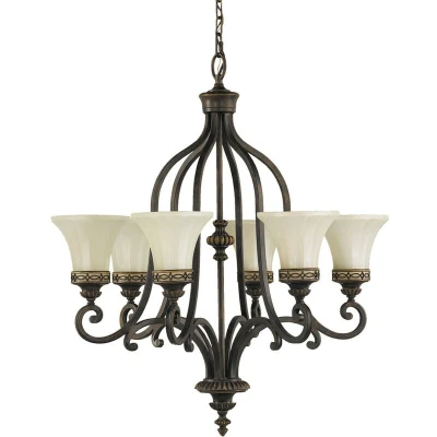 Image of Drawing Room 6 Light Multi Arm Chandelier Walnut Finish, E27