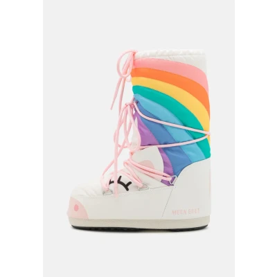 Image of Moon Boot ICON Unicorn Laceup boots white/multicoloured for kids, Size: 6K 8.5K, White/multi/coloured shoes