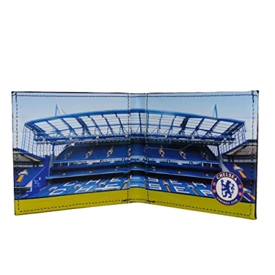 Image of Chelsea FC Official Football Gift Embossed Crest Stadium Wallet Black