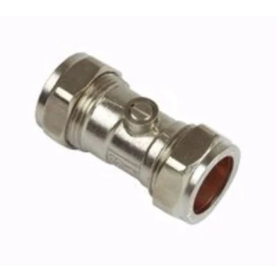 Image of Plumbright Full Flow Straight Isolating Valve Chrome 15mm