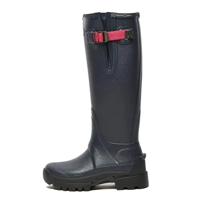 Image of Hunter Womens Balmoral Tec Sole Adjustable 3mm Neoprene Wellington Boots Navy/Peppercorn Adults 5