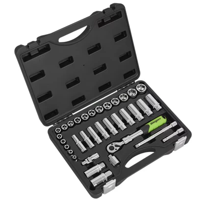 Image of Siegen Socket Set Extendable Ratchet 3/8&quot; Square Drive 34 Piece