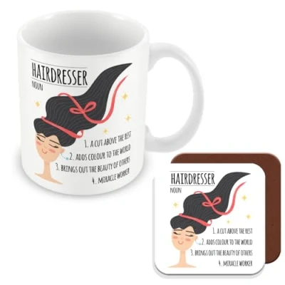 Image of MUGGZ Hairdresser Mug &amp; Coaster Gift for Hair Stylists Giftset Made in The UK