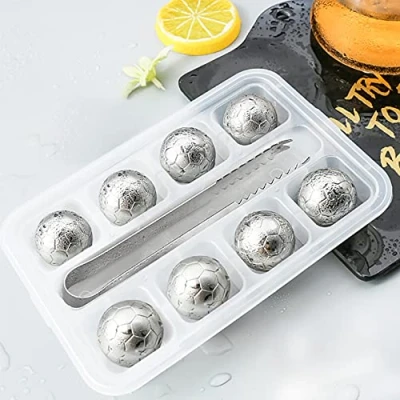 Image of Enkrio Stainless Steel Ice Cubes 8 Pcs Reusable Whiskey Stones with Tongs Chilling for Vodka Beer Wine or Juice