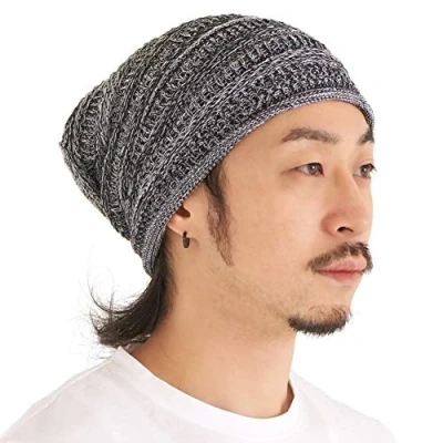 Image of Extra Slouchy Summer Beanie for Men Women Baggy Hipster Knit Cotton Slouch Hat Black