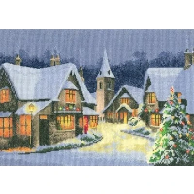 Image of Heritage Crafts Christmas Village Cross Stitch Kit