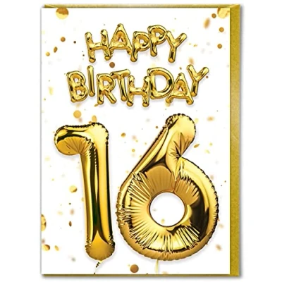Image of Brainbox Candy 16th Birthday Card Age 16 Sweet Sixteen Beautiful White Gold Foil Effect For Son Daughter Family Friend