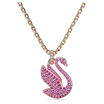 Image of Swarovski Iconic Swan pendant, Swan, Medium, Pink, Rose gold tone plated