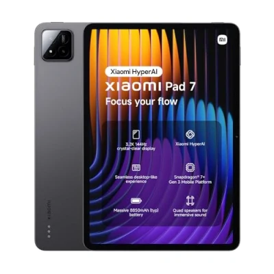 Image of Xiaomi Pad 7, 11.2 Inch Tablet, 8+128GB, Gray, 8850mAh battery, 45W turbo charging, HyperAI,2 year warranty(No power adapter included)