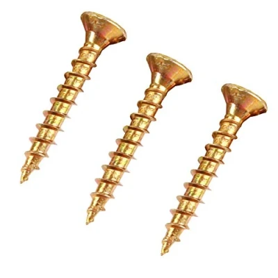 Image of 25x Fully Threaded M6 x 40mm Double Countersunk Wood Screws Yellow Zinc Finish