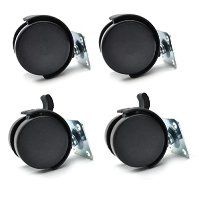 Image of 4X New 50mm Plastic Swivel Castor Wheel Black Furniture Caster with Brake Set