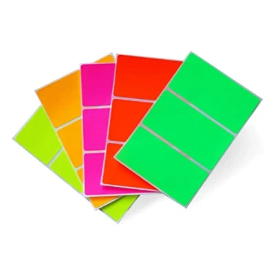 Image of Moving Stickers (102 mm x 51 mm) Color Coding Labels in 5 Assorted Neon Colors 10cm 5cm 30 Pack by Royal Green