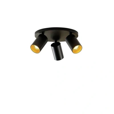 Image of Arcchio spotlight Brinja, black, round, Ø 6 cm, 3 bulb, GU10