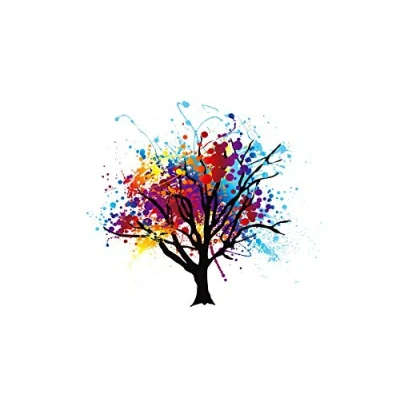 Image of Wee Blue Coo Painting Illustration Abstract Colourful Tree Splash Art Wall Print