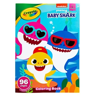 Image of Crayola Baby Shark Coloring Book with Stickers, Gift for Kids, 96 Pages, Ages 3, 4, 5, 6