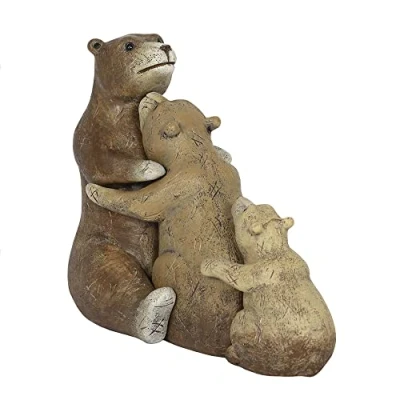 Image of Adorable Brown Bears Family Ornament 10cm x 12cm (1 Pc.) Featuring Loving Daddy, Mummy &amp; Baby for Loved Ones