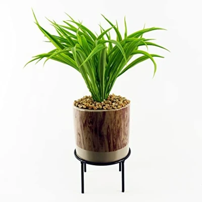 Image of Leaf Design UK Realistic Artificial Foliage Plant with Pot, Grass Ceramic Planter, 35cm