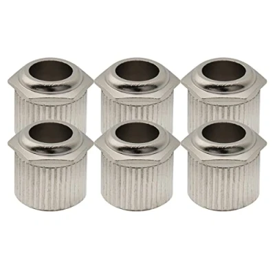 Image of Musiclily Ultra Solid Brass 1/4 Inch To 10mm Vintage Modern Sized Hex Guitar Tuner Conversion Bushings Tuning Pegs Adapter Ferrules, Nickel (Set of 6)
