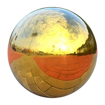 Image of HomDSim 30 cm/12 inch Diameter Gazing Globe Mirror Ball,Gold Stainless Steel Polished Reflective Smooth Garden Sphere,Colorful and Shiny Addition to Any or Home