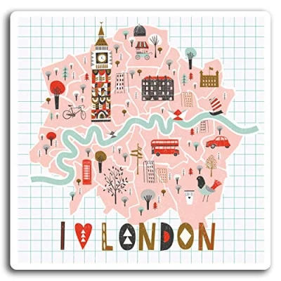 Image of 2 x 10cm London Map Vinyl Stickers City England Sticker Laptop Luggage #17039 (10cm Wide)