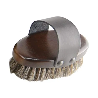 Image of HySHINE Deluxe Horse Hair Wooden Body Brush Dark Brown Small