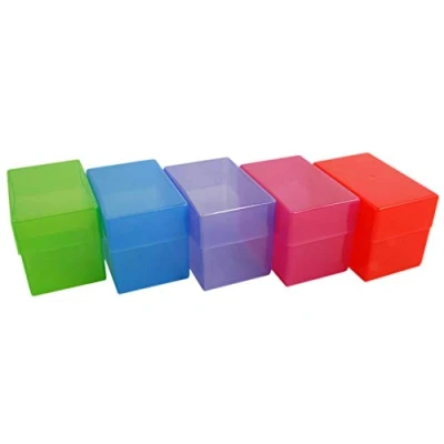 Image of WestonBoxes Plastic Business Card Boxes Holds 250 Cards 70mm Deep (Mix, Pack of 8)