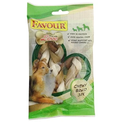 Image of Favour Dog Treats Chewy Braid/Meaty Sandwich Twists (Chewy Braid, 1 Pack)