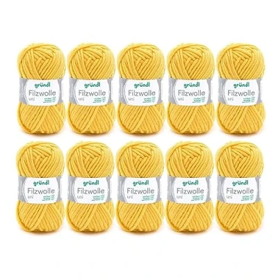 Image of Gründl Wool Uni, package: 10 balls à 50 g, wool, lemon, 31 x 32 7.5 cm