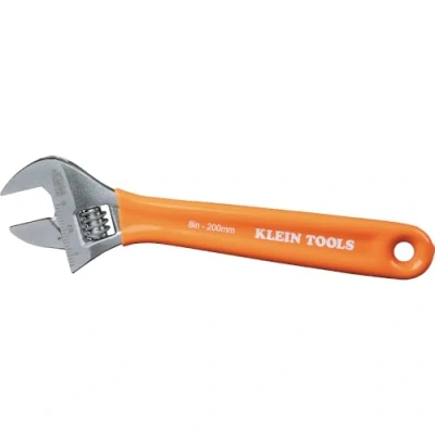 Image of Klein Tools O5078 Adjustable Wrench, Precision Forged 1 1/2 Inch Extra Capacity Jaw, SAE and Metric Scales, Plastic Dipped Handle, 8
