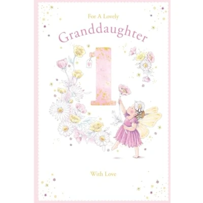 Image of Granddaughter 1st Birthday Card Age 1 Daisy Fairy 9&quot; x 6&quot; Lovely Verse