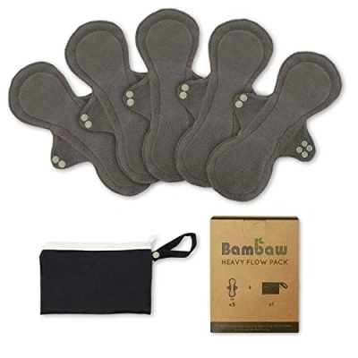 Image of Reusable Sanitary Towels Heavy Flow Set Discreet Pouch Zero Waste and Environmentally Friendly Products Washable Night Pads Incontinence Women Bambaw