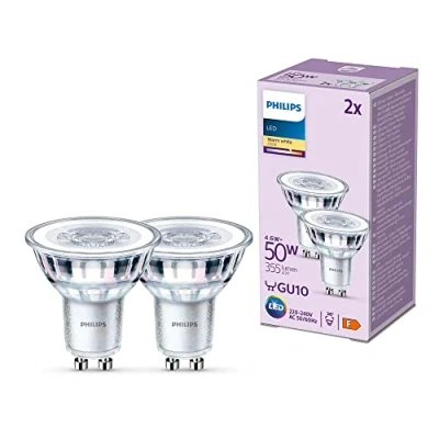 Image of PHILIPS LED Classic Spot Light Bulb 2 Pack [Warm White 2700K GU10] 50W, Non Dimmable. for Home Indoor Lighting