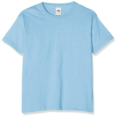 Image of FRUIT OF THE LOOM Unisex Valueweight Short Sleeve T Shirt, Sky Blue, 12 13 Years UK